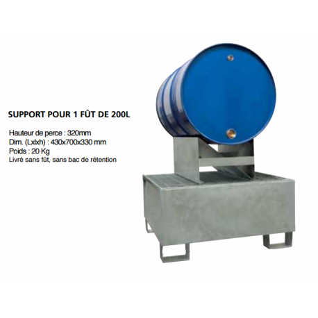 Support pour 1 fût acier 200 litres