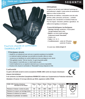 Gant fourré encuir hydrofuge