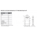 Presse d'atelier manuelle et pneumatique DRAKKAR 45 tonnes 