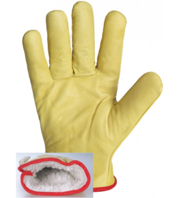 Gant fourré acrylique tout fleur bovin jaune
