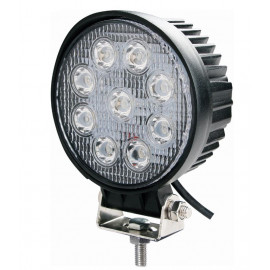 Phare de travail rond LED 10/32V 27W 1800 lumens faisceau longue portée - blister