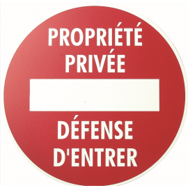 Panneau propriété privée/défense d'entrée rigide 290mm