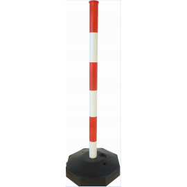 Poteau de signalisation rouge et blanc 850mm avec base plastique