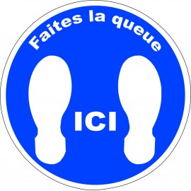 Autocollant sol "faites la queue ici"
