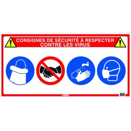 Panneau "4 en 1" spécial consignes de sécurité virus