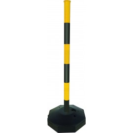 Poteau de signalisation jaune et noir 850mm avec base plastique