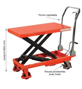 Table élévatrice manuelle "éco"  150, 300 et 500 kg