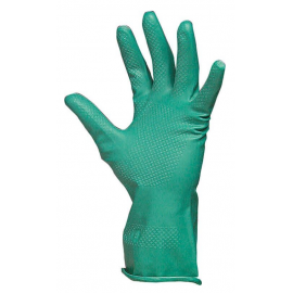 Gants chimiques 100% enduit nitrile floqué 320mm vert 0.38mm