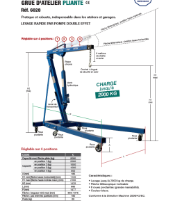 Grue atelier pliante, grue atelier levage et manutention