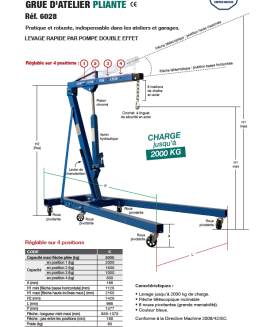 Grue atelier pliante, grue atelier levage et manutention